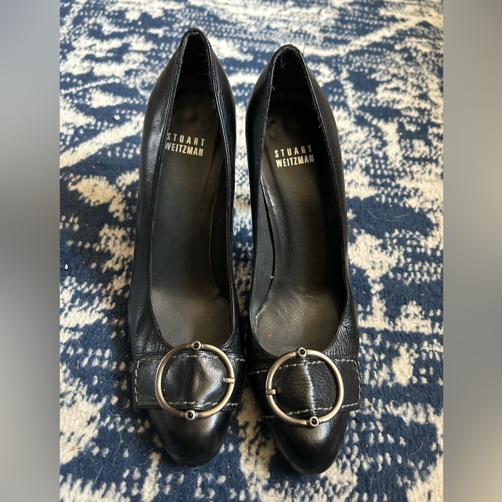 Stuart Weitzman Black Leather Heels